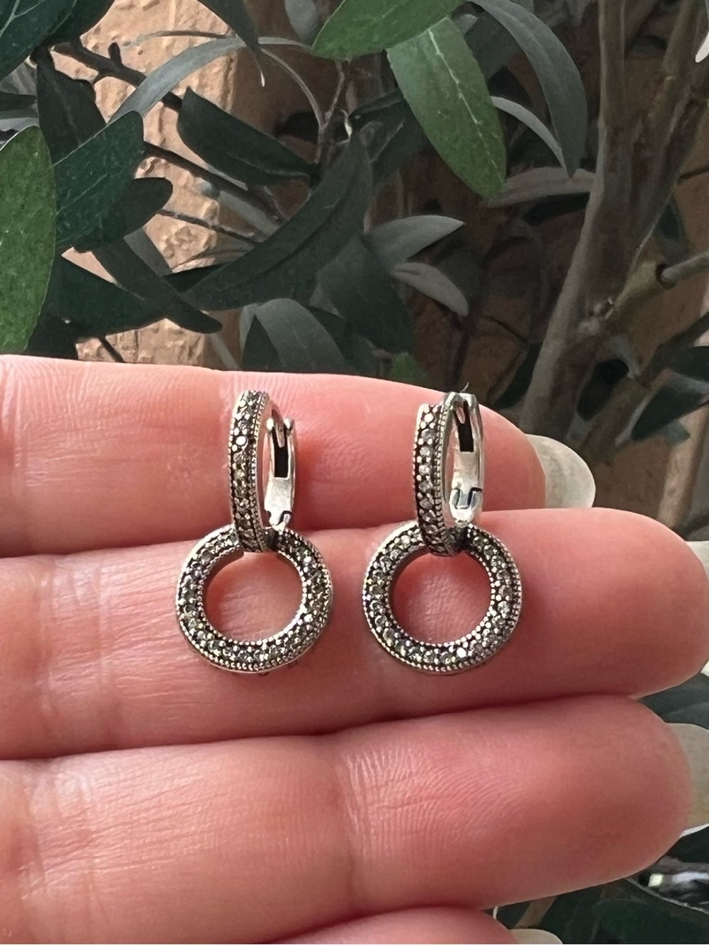 Sparkling Double Hoop Earrings - Picture 4 of 12